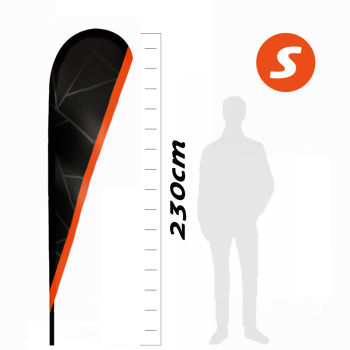 Preview: Beach Flag Drop Flag 230/260cm mit schwerem Kreuzfuß