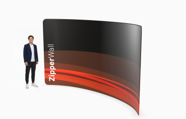 Zipper Wand C Form ca. 400 x 230 cm inklusive Print