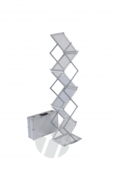 Prospektständer MS330 (5xA4) Acryl - mit Alu-Koffer