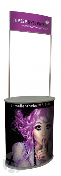 MS 160 Lamellentheke mit 2 x Logoschild mit schwarzer Abdeckplatte