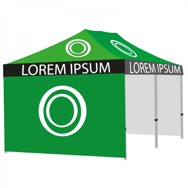 Zelt 300x600cm Professional mit CMYK vollbedrucktem Dach + 0-3 Stück vollbedruckte Wände